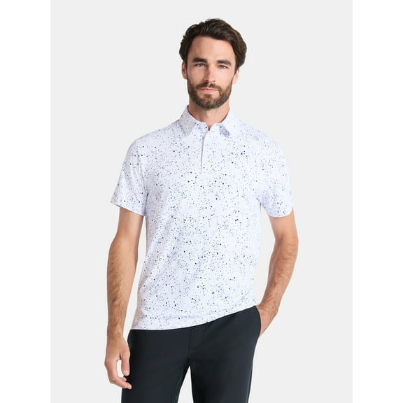 Birdie Bound Men's and Big Men's Splatter Print Polo Golf Shirt, Sizes S-3XL