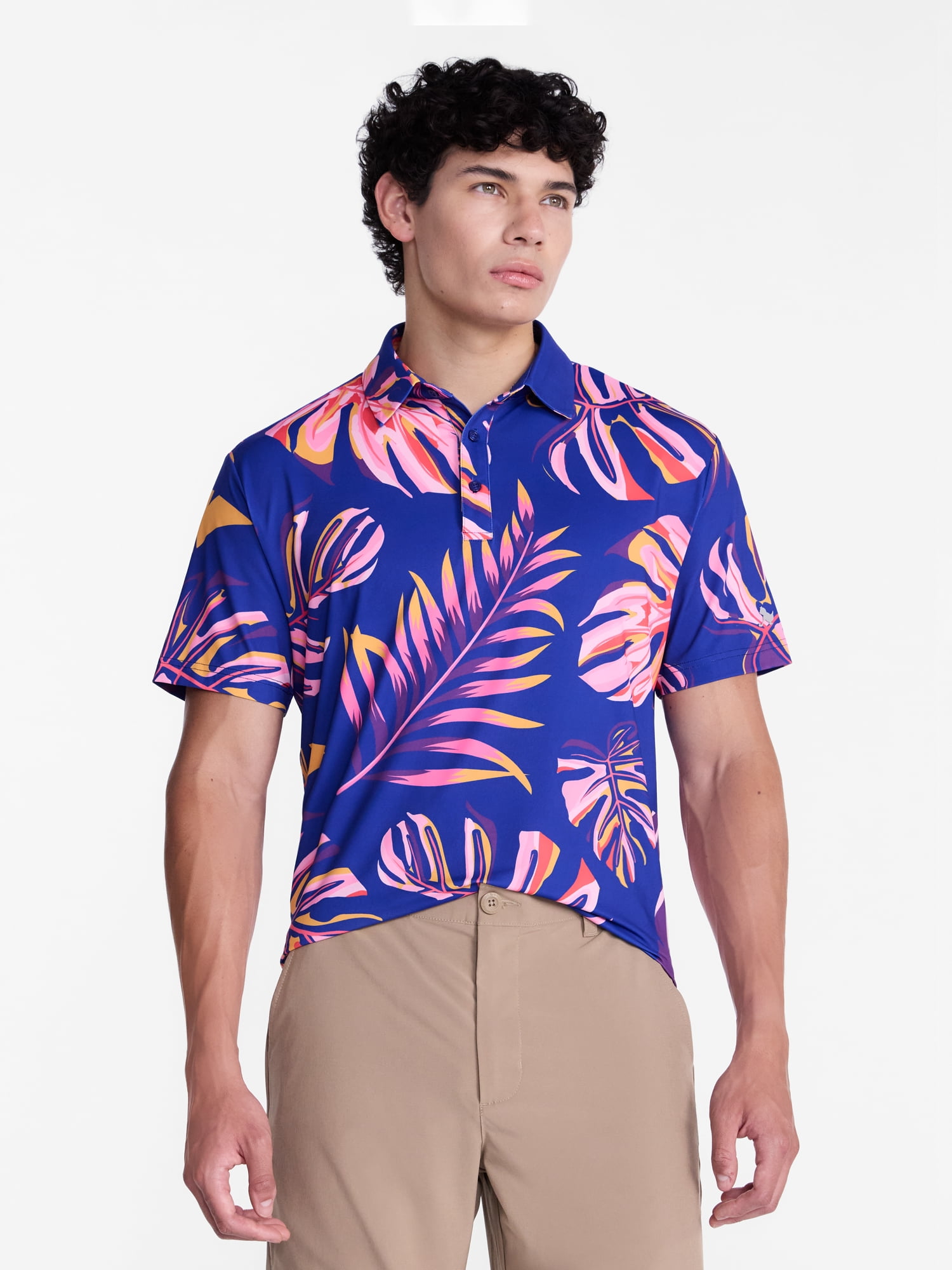 Birdie Bound Men's and Big Men's Vibrant Vines Golf Polo Shirt, Sizes XS-4XLT
