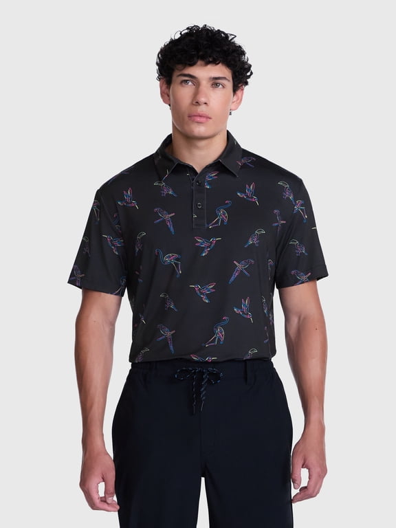 Men's and Big Men's Black Birds Polo Shirt, Sizes XS-4XLT