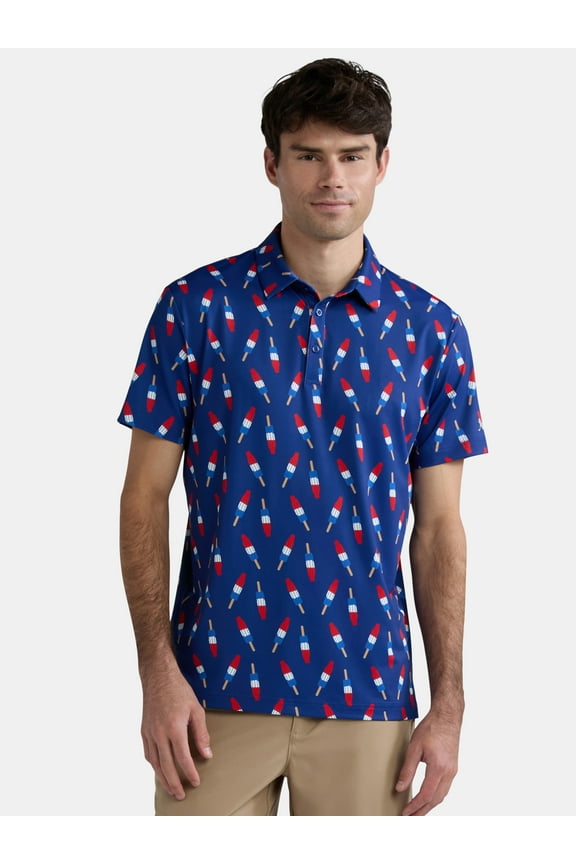 Men's Fourth of July Americana Golf Polo Shirt with UPF50+, Sizes S-5XL