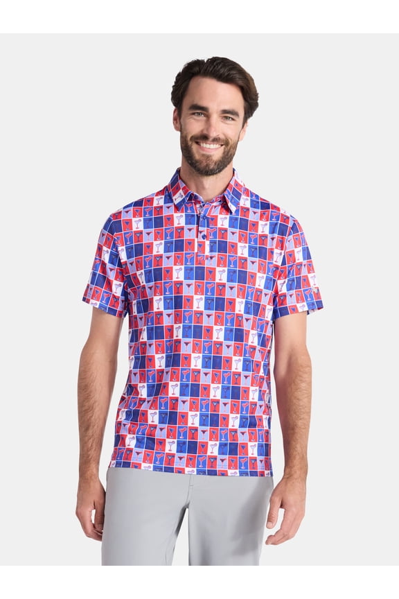 Men's and Big & Tall Men's Cocktails Print America 250 Polo Golf Shirt, Sizes XS-4XLT