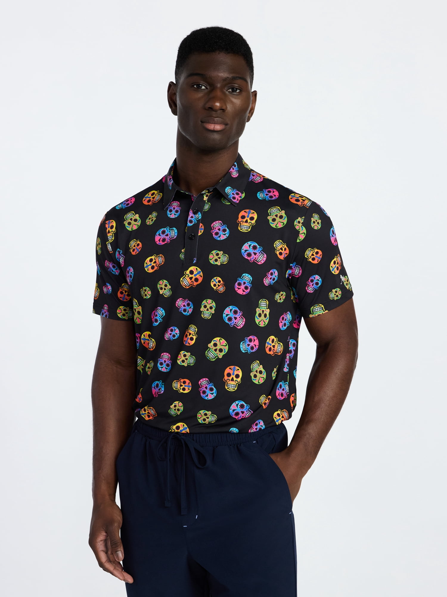 Birdie Bound Men's & Big & Tall Men's Day of the Dead Print Polo