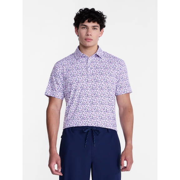 Birdie Bound Men's and Big Men's Ditsy Ivy Golf Polo Shirt, Sizes XS-4XLT
