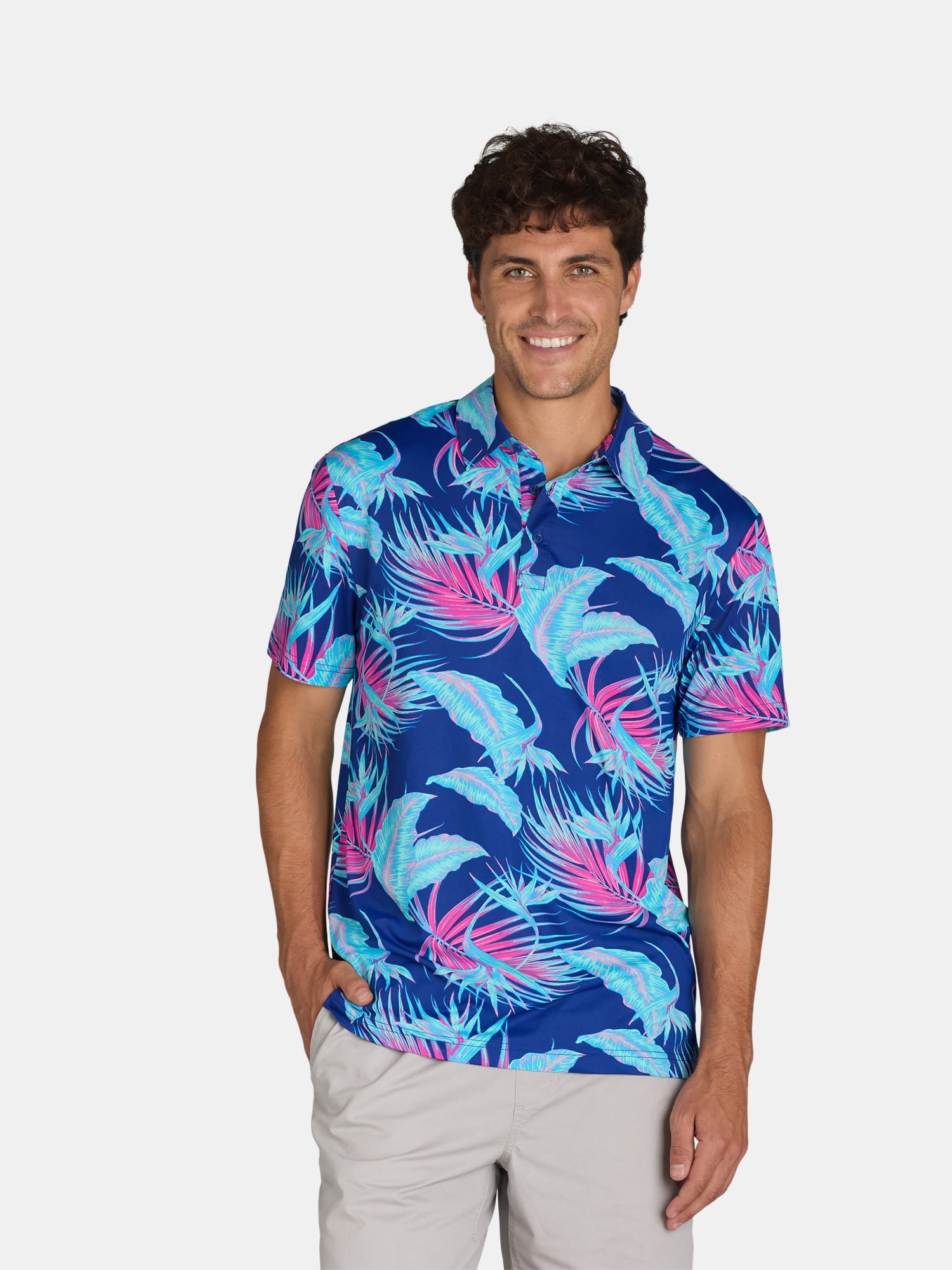 Birdie Bound Men's Printed Golf Polo Shirt with UPF50+, Stretch