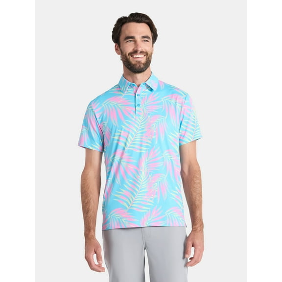 Birdie Bound Men's and Big Men's Print Polo Golf Shirt, Sizes S-3XL