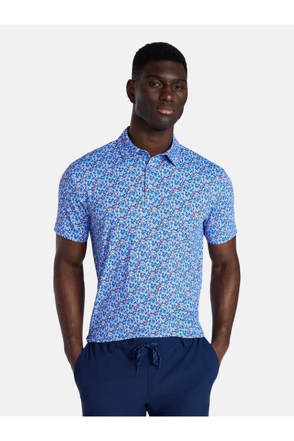 Men's and Big & Tall Liberty America 250 Blossoms Print Polo Top, Sizes XS-4XLT