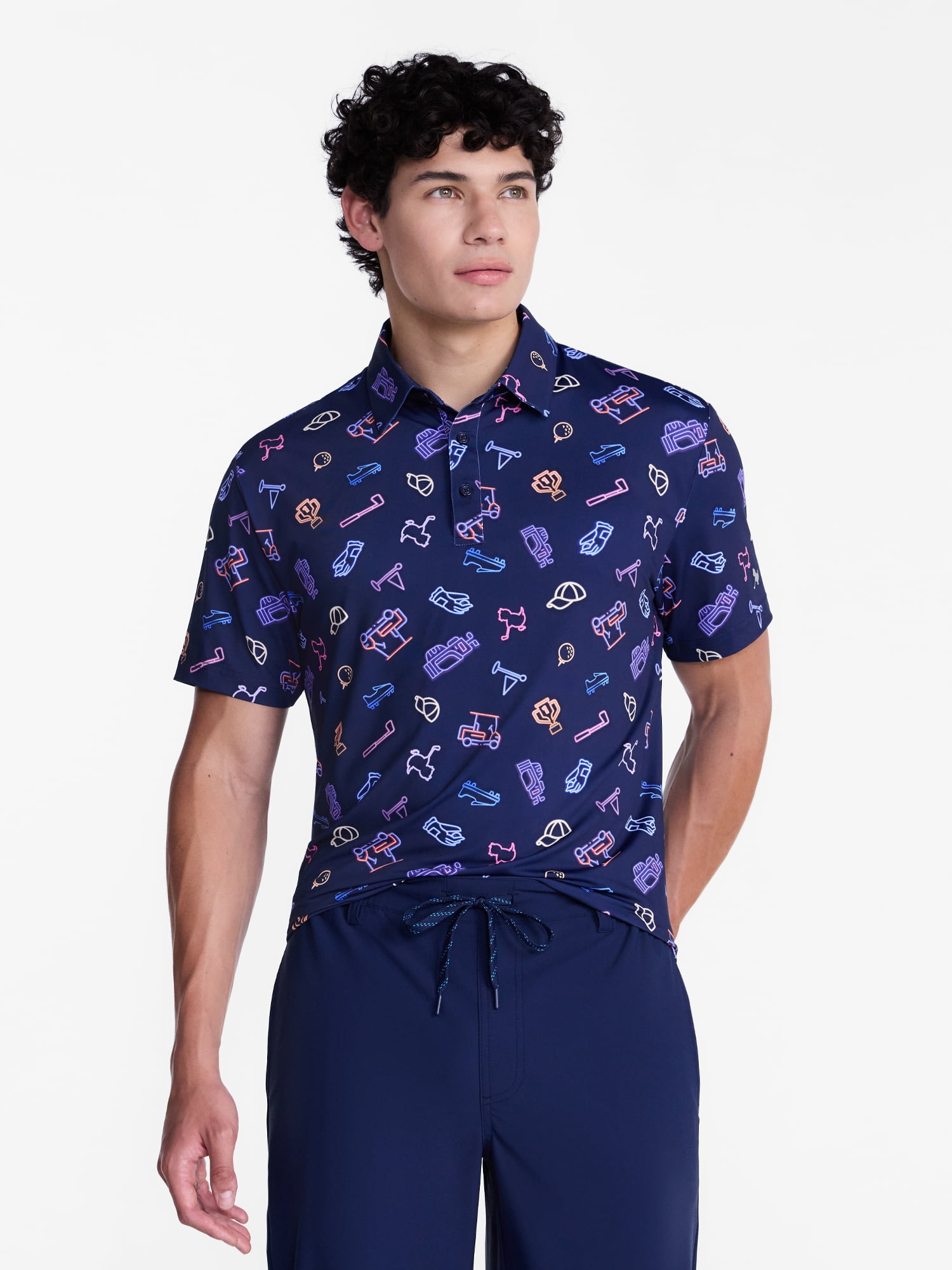 Birdie Bound Men's and Big Men's Midnight Polo Shirt, Sizes XS-4XLT