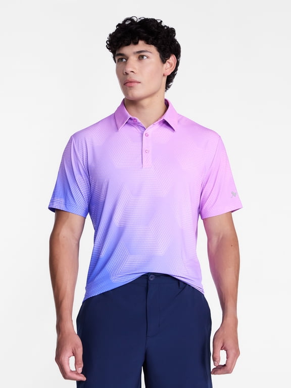 Men's and Big Men's Ombre Geo Golf Polo Shirt, Sizes XS-4XLT