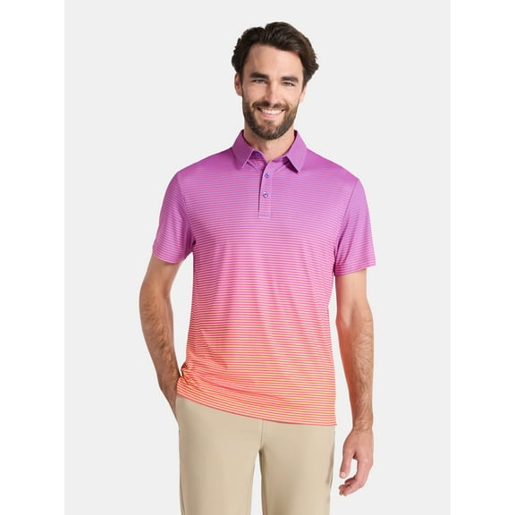 Birdie Bound Men's and Big Men's Ombre Stripes Polo Golf Shirt, Sizes S-3XL