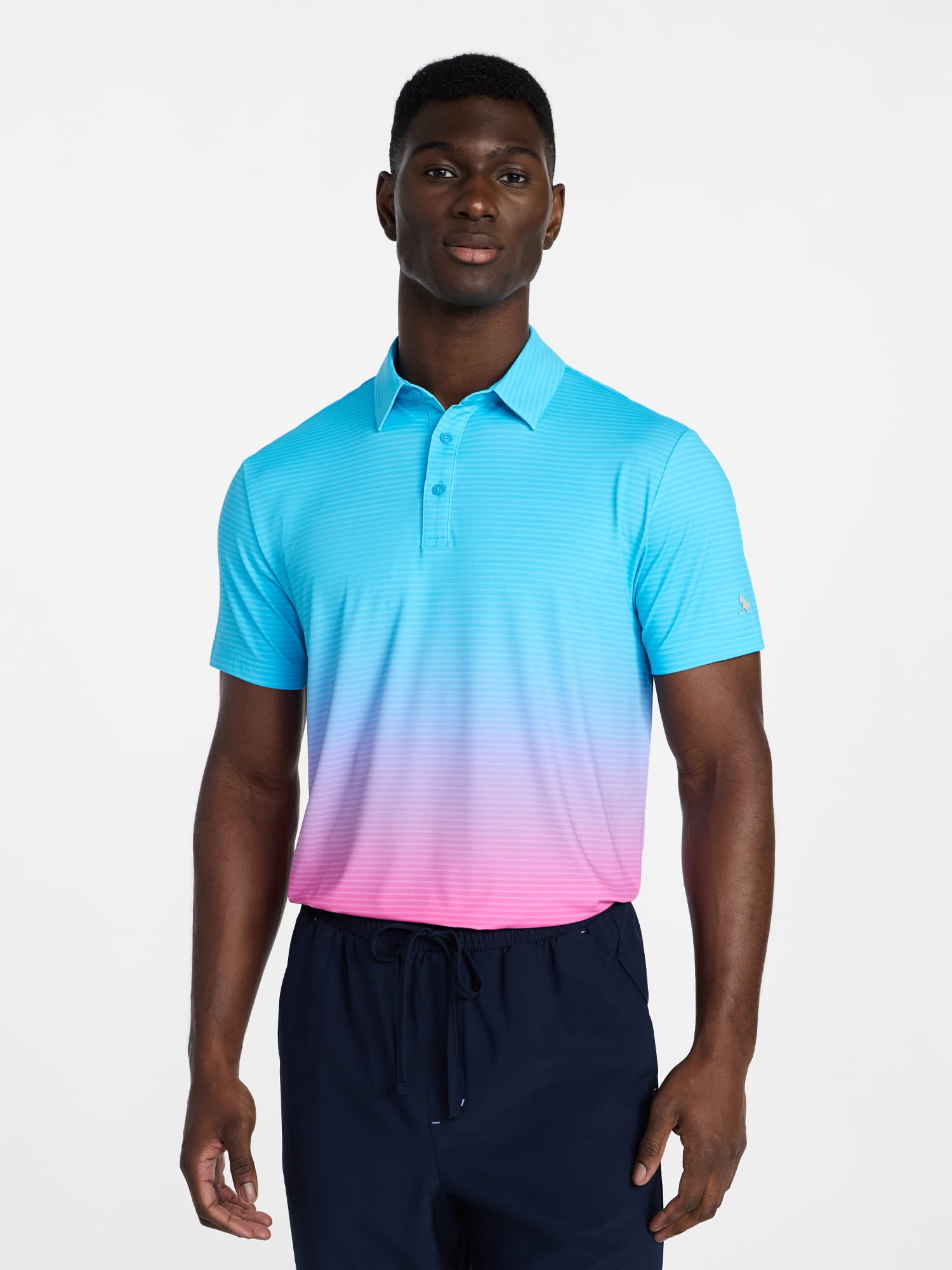 Birdie Bound Men's& Big & Tall Men's Ombre Stripe Polo Shirt with Short Sleeves, Sizes XS-4XLT