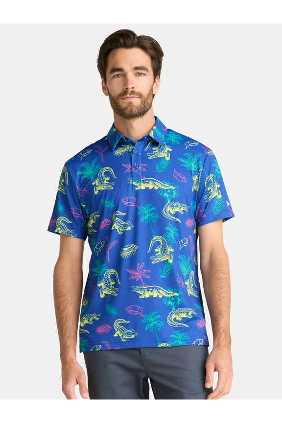 Novelty Print Polo Golf Shirt; Men's & Big Men's Sizes S-5XL