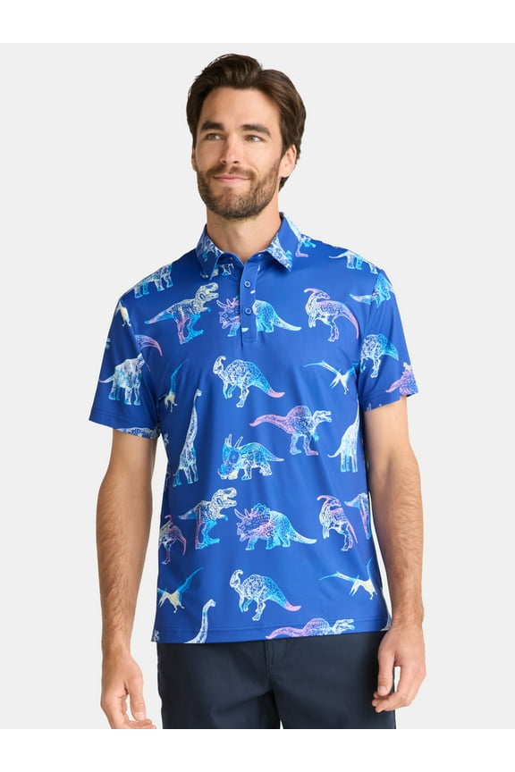 Novelty Print Golf Polo Shirt, Men's & Big Men's Sizes S-5XL