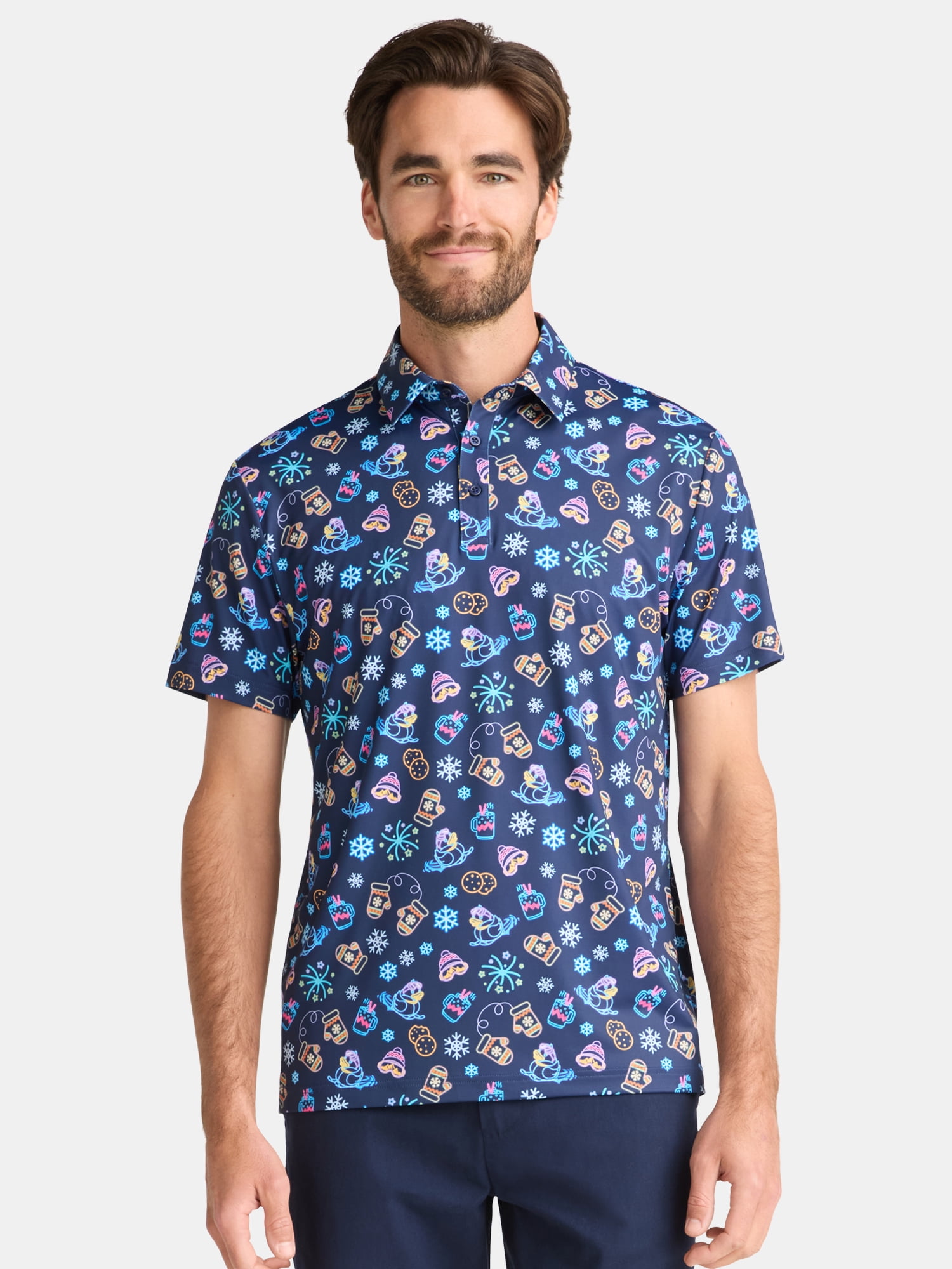 Birdie Bound Men's Print Polo Shirt with Short Sleeves, Sizes S-3XL