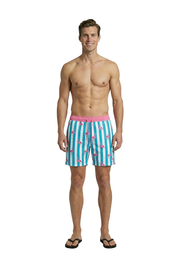 Men's Printed Flamingos Swim Trunks, Sizes S-3XL