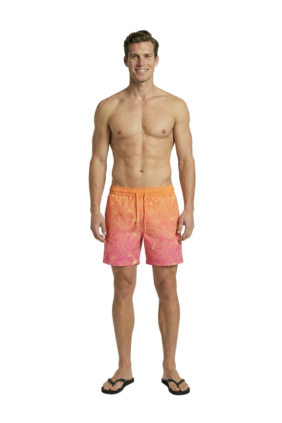Men's Printed Hibiscus Tropical Swim Trunks, Sizes S-3XL