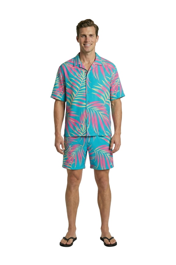 Men's Printed Leaves Pops Swim Trunks, Sizes S-3XL