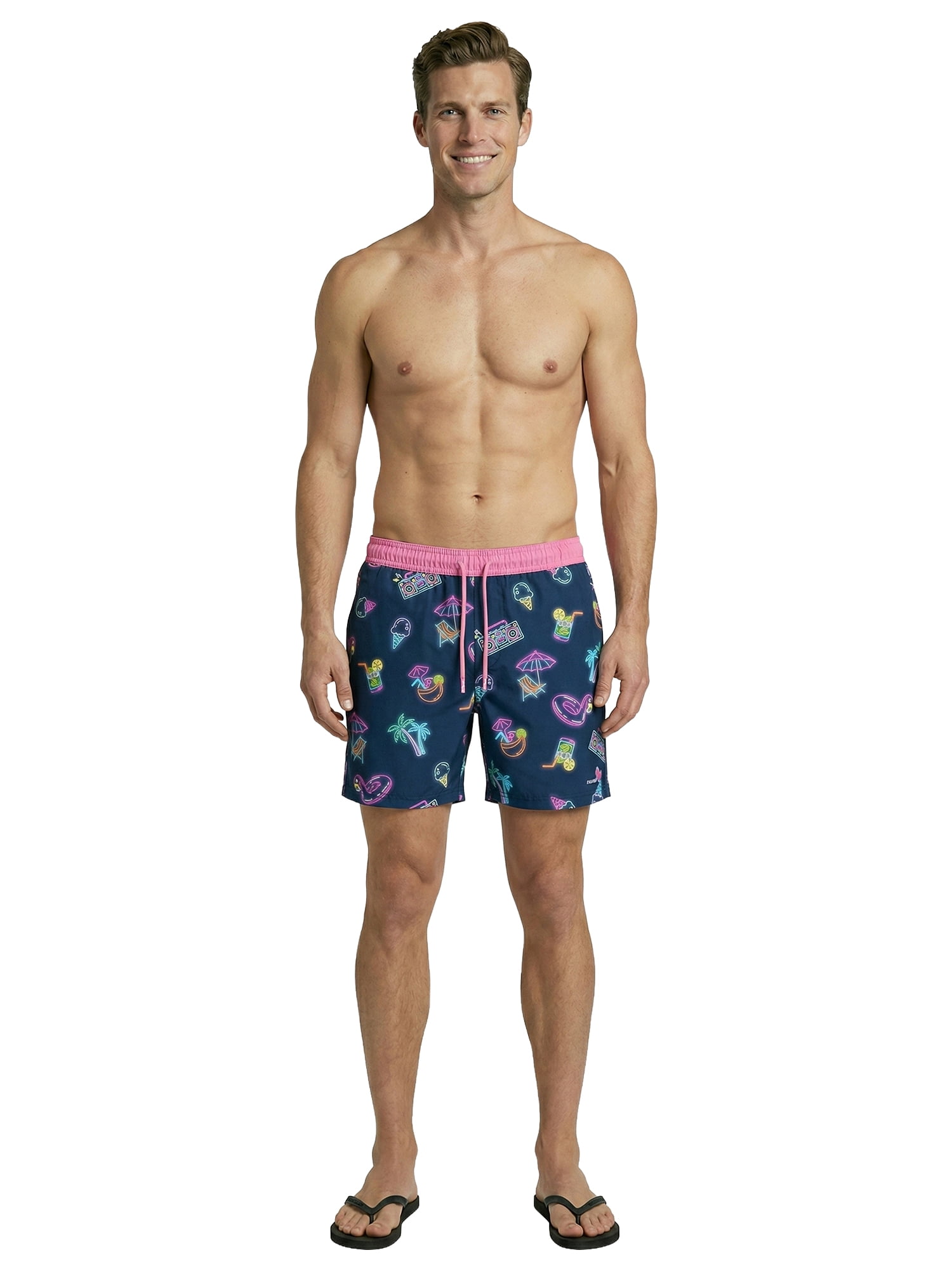 Birdie Bound Men's Printed Neon Pool Party Swim Trunks, Sizes S-3XL ...