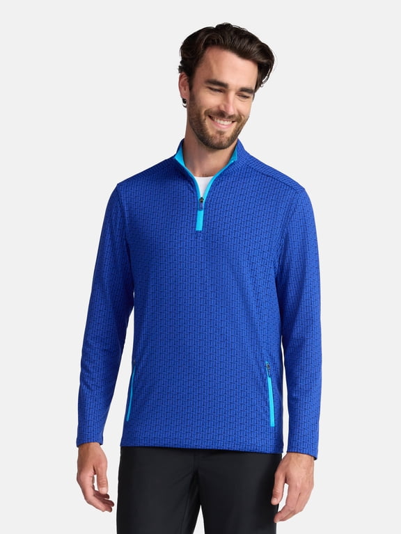 Men's Quarter-Zip Pullover with Long Sleeves, Sizes S-3XL