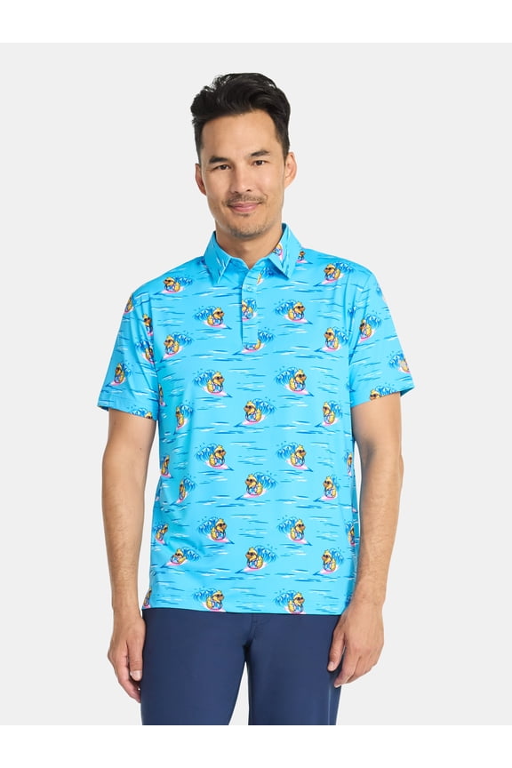 Men's & Big Men's Surfing Print Polo Shirt, Sizes S-3XL