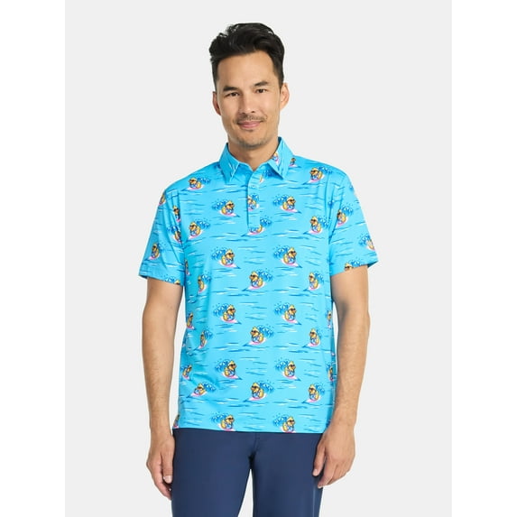 Birdie Bound Men's & Big Men's Surfing Print Polo Shirt, Sizes S-3XL