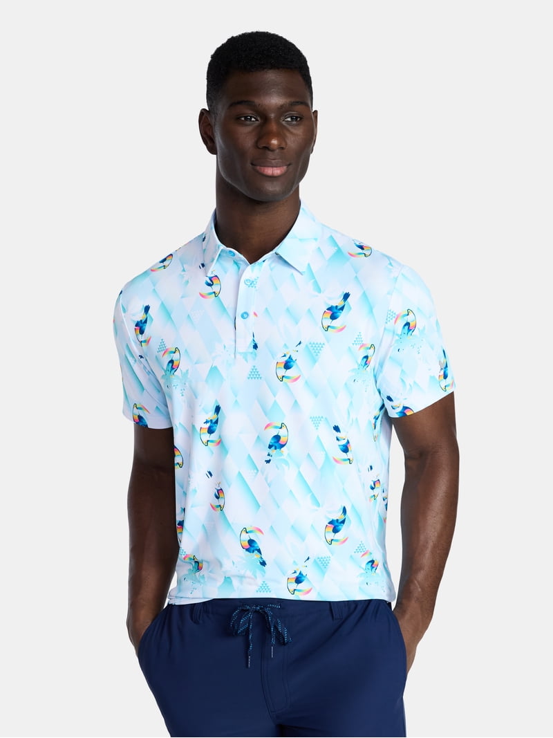 Birdie Bound Men's Toucan Prism Print Polo Top, Sizes S-3XL