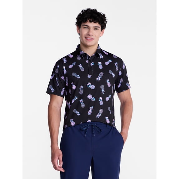 Birdie Bound Men's and Big Men's Tropical Golf Polo Shirt, Sizes XS-4XLT