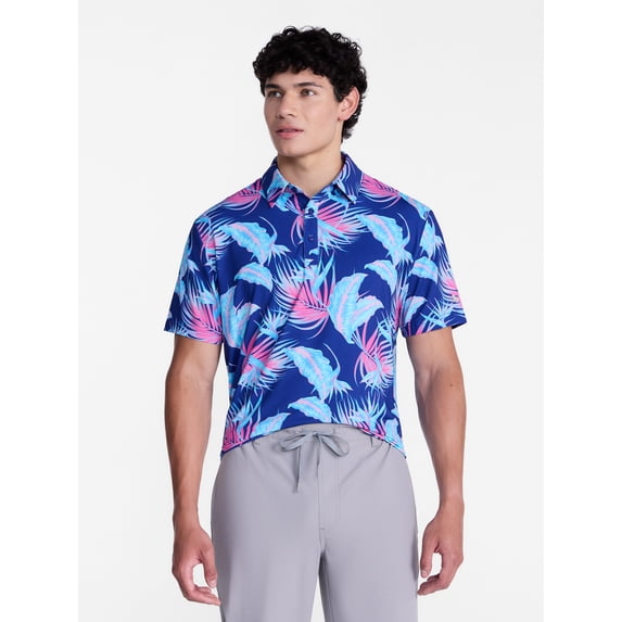Birdie Bound Men's and Big Men's Vibrant Vines Golf Polo Shirt, Sizes XS-4XLT