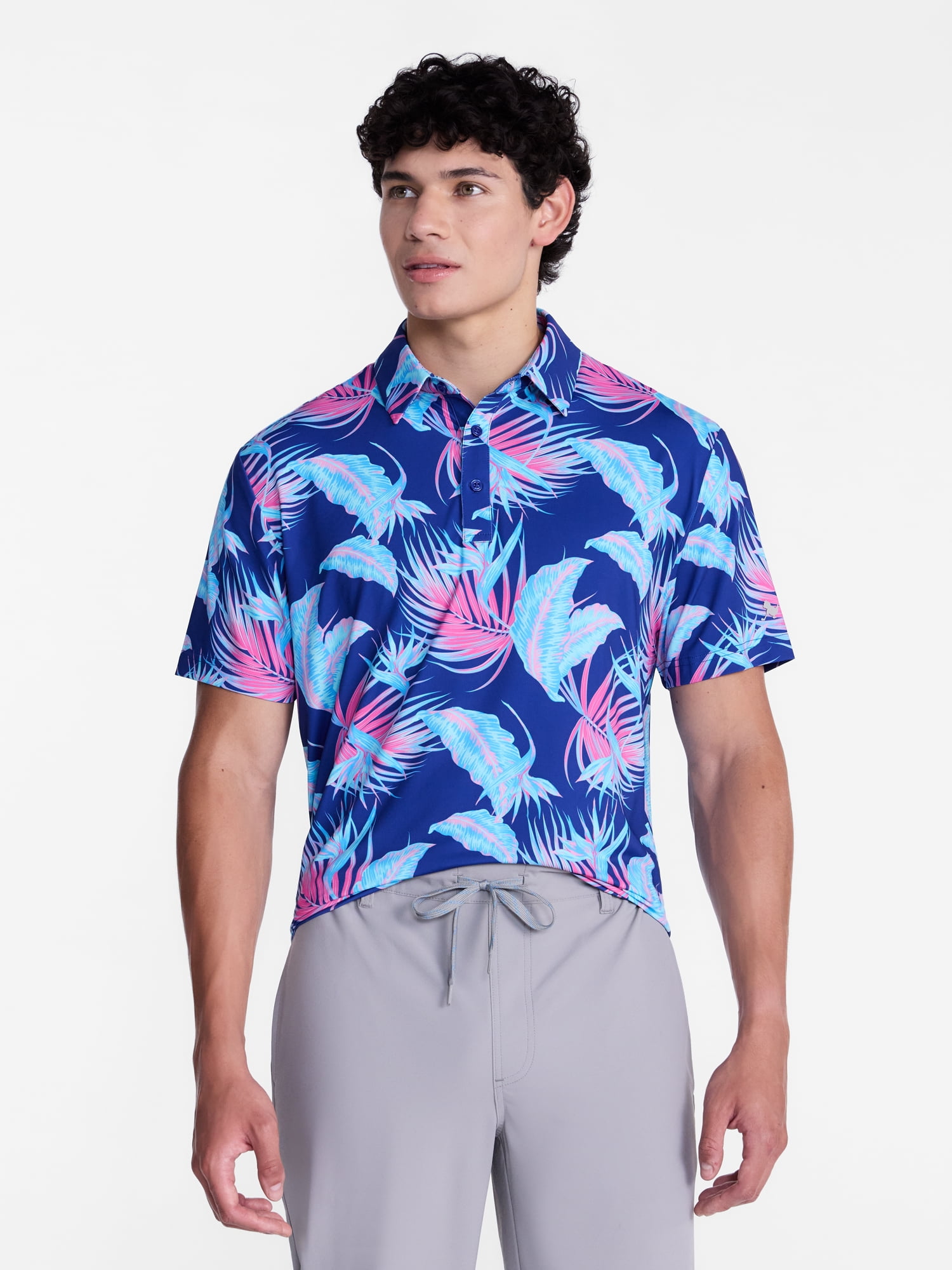 Birdie Bound Men's and Big Men's Vibrant Vines Golf Polo Shirt, Sizes XS-4XLT