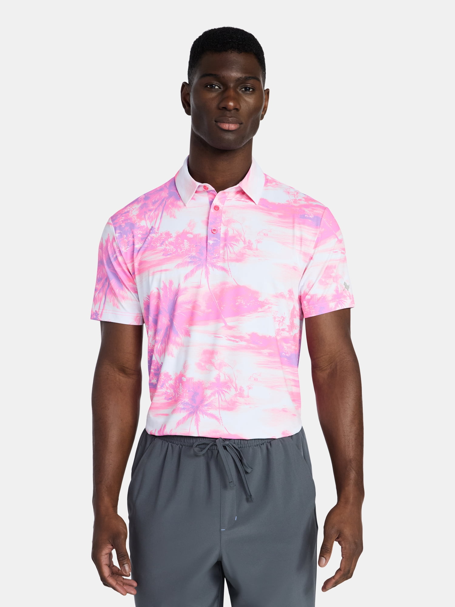 Birdie Bound Men's & Big & Tall Men's Vintage Honolulu Print Polo Top, Sizes XS to 4XLT