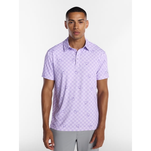 Birdie Bound Men's and Big Men's Checker Duck Polo Shirt, Sizes XS-4XLT