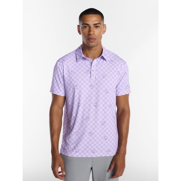 Birdie Bound Men's and Big Men's Checker Duck Polo Shirt, Sizes XS-4XLT