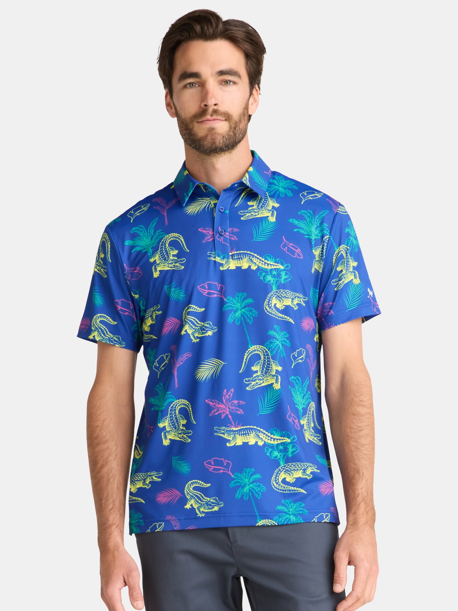Birdie Bound Men's & Big Men's Novelty Print Golf Polo, Sizes S-5XL