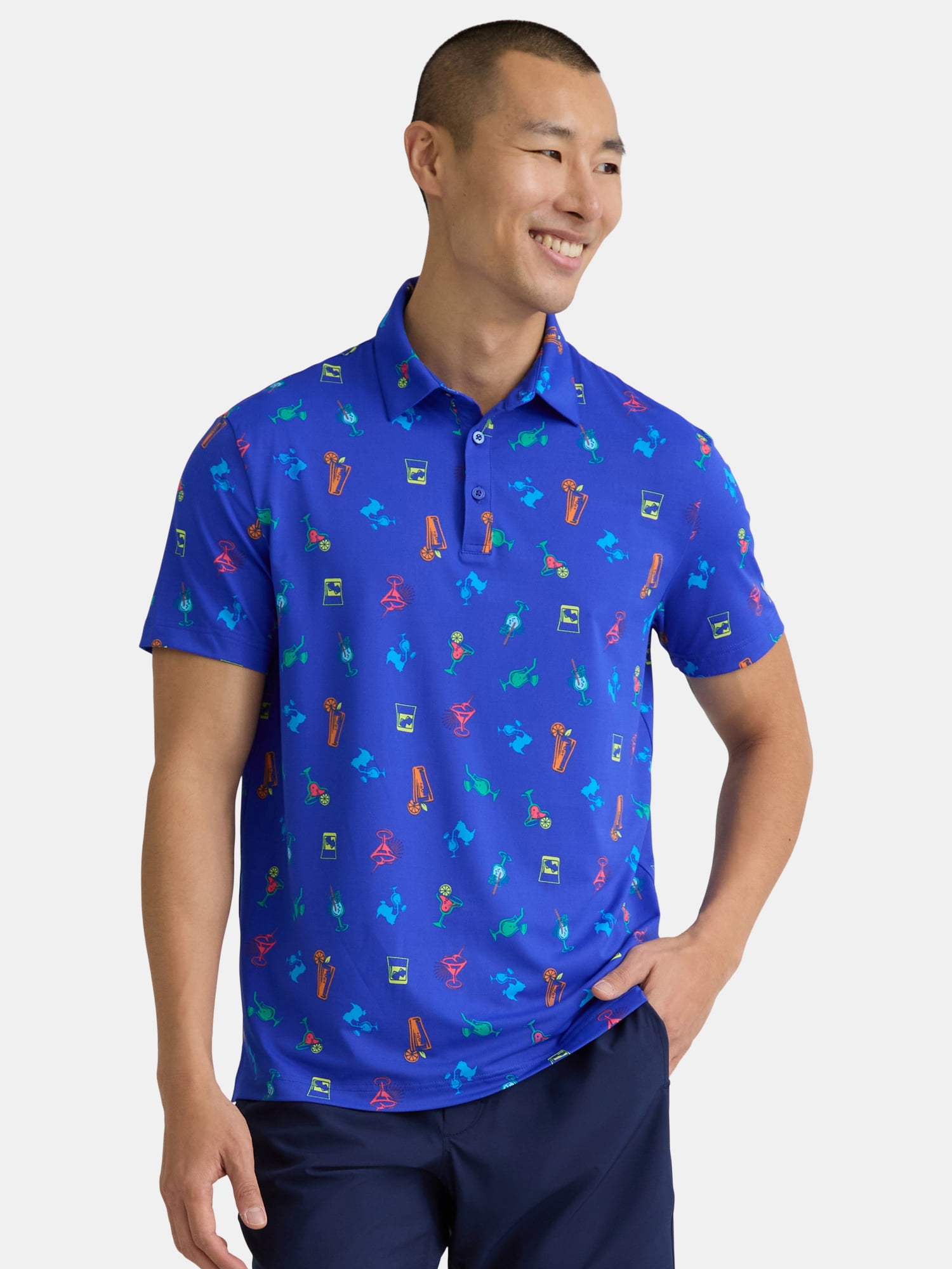 Men's & Big Men's Novelty Print Golf Polo, Sizes S-5XL