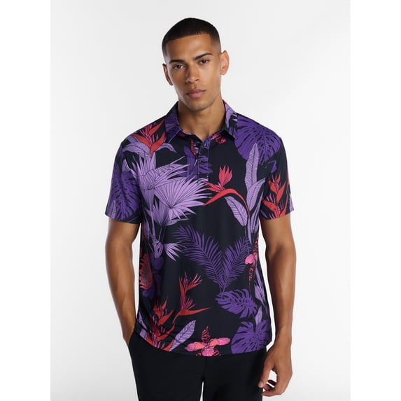 Birdie Bound Men's and Big Men's Fall Tropical Polo Shirt, Sizes XS-4XLT