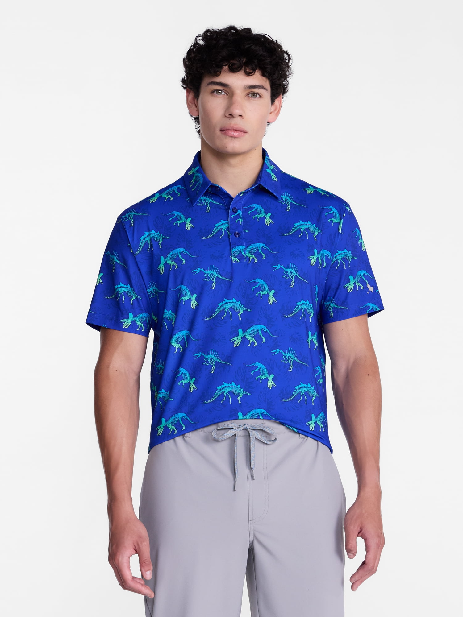 Birdie Bound Men's and Big Men's Jurassic Ombre Print Golf Polo Shirt, Sizes XS-4XLT