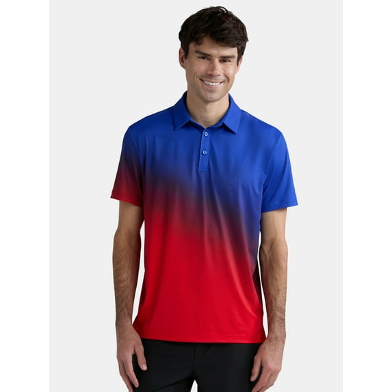 Birdie Bound Men's and Big Men’s Fourth of July Americana Ombre Printed Golf Polo Shirt, Sizes S-5XL