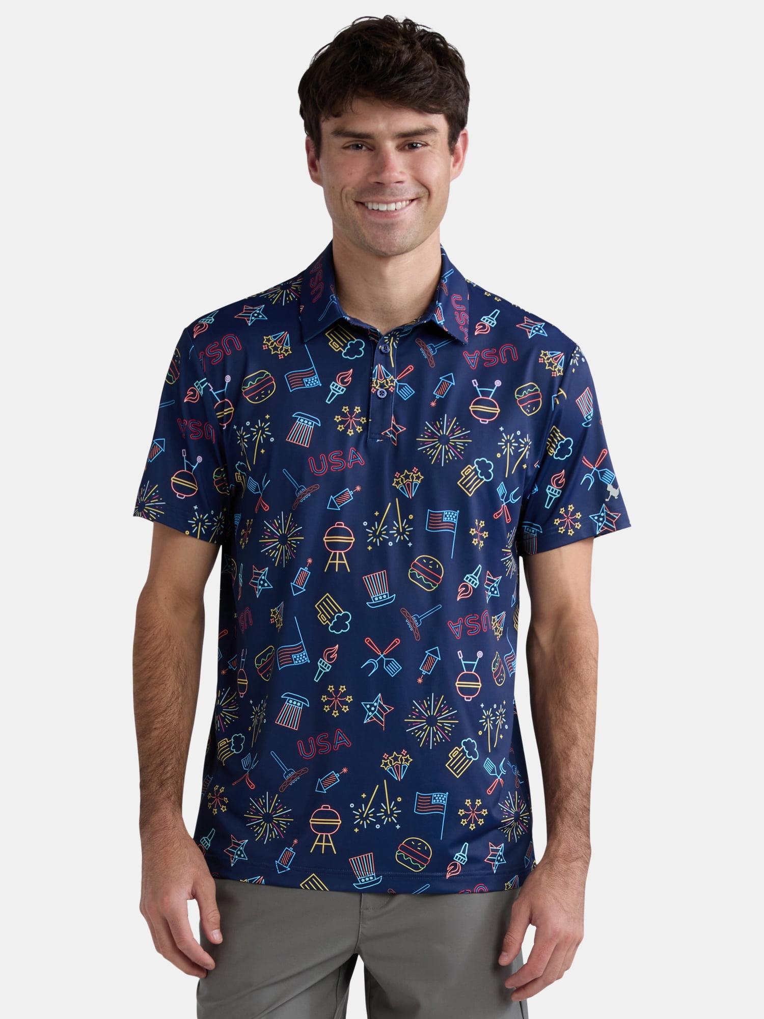 Birdie Bound Men's & Big Men's Novelty Print Golf Polo, Sizes S-5XL