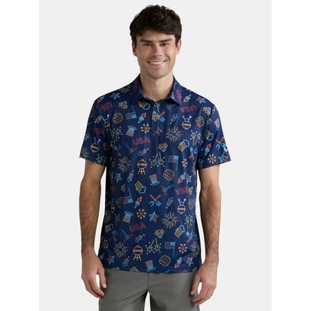 Birdie Bound Men's & Big Men's Novelty Print Golf Polo, Sizes S-5XL