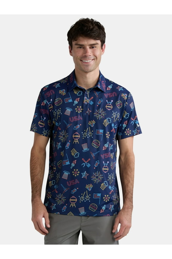 Men's & Big Men's Novelty Print Golf Polo, Sizes S-5XL