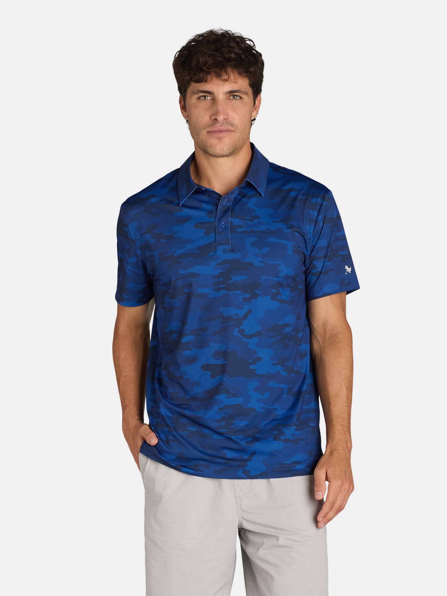 Birdie Bound Men's and Big Men’s Printed Golf Polo Shirt with UPF50+, Sizes S-3XL