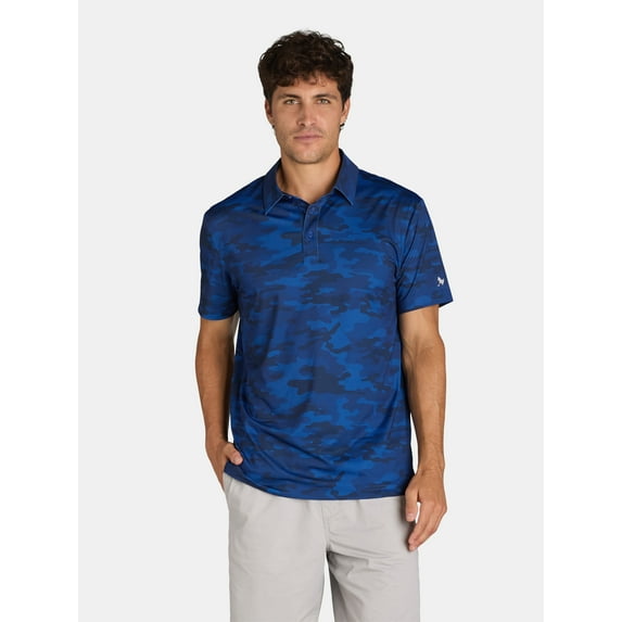Birdie Bound Men's and Big Men’s Printed Golf Polo Shirt with UPF50+, Sizes S-3XL