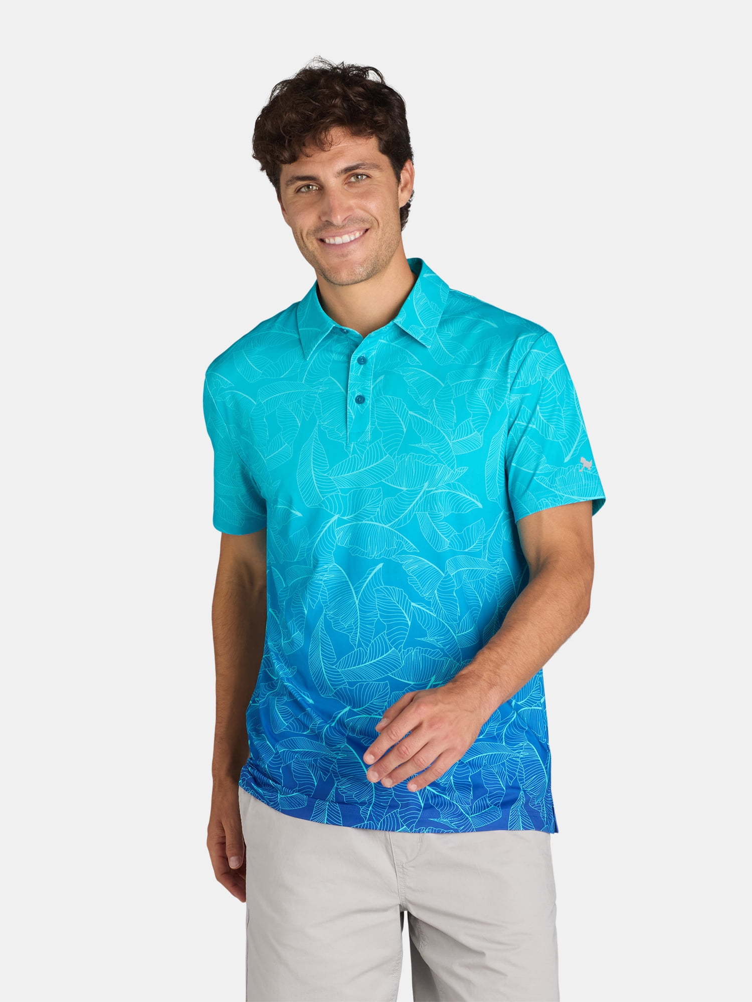 Birdie Bound Men's and Big Men’s Printed Golf Polo Shirt with UPF50+, Sizes S-3XL