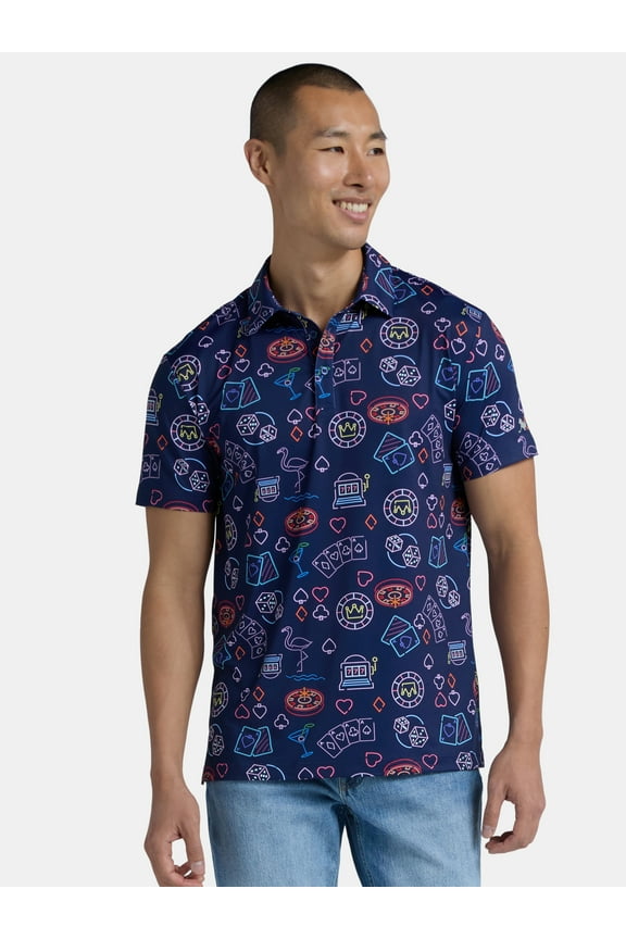 Men's & Big Men's Novelty Print Golf Polo, Sizes S-5XL