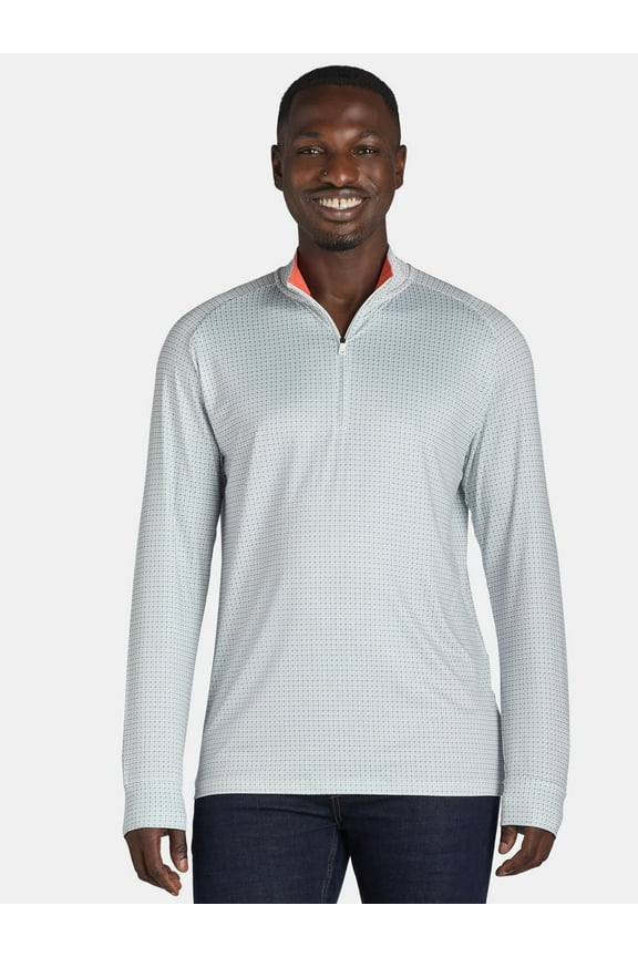 Men's and Big Men’s Quarter Zip Active Top with Long Sleeves, Sizes S-3XL