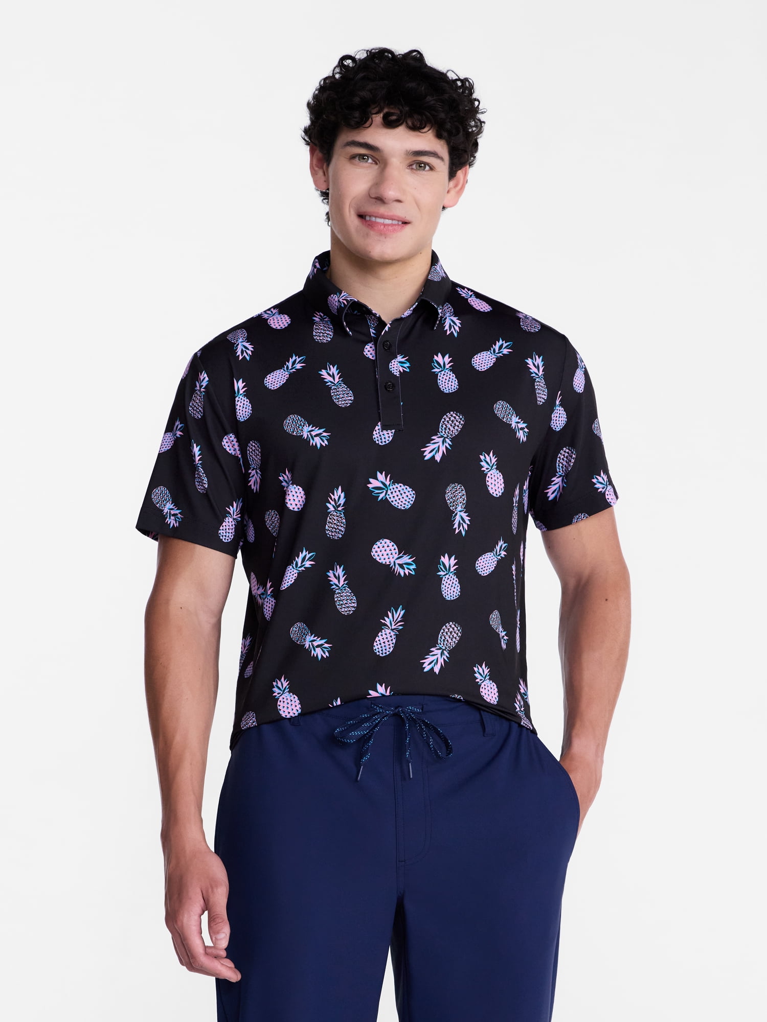 Birdie Bound Men's and Big Men's Tropical Golf Polo Shirt, Sizes XS-4XLT