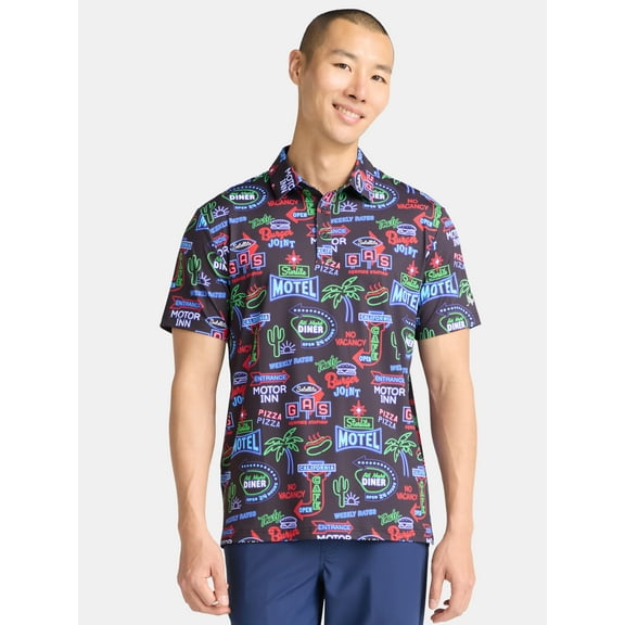 Birdie Bound Novelty Print Polo Golf Shirt; Men's & Big Men's Sizes S-5XL