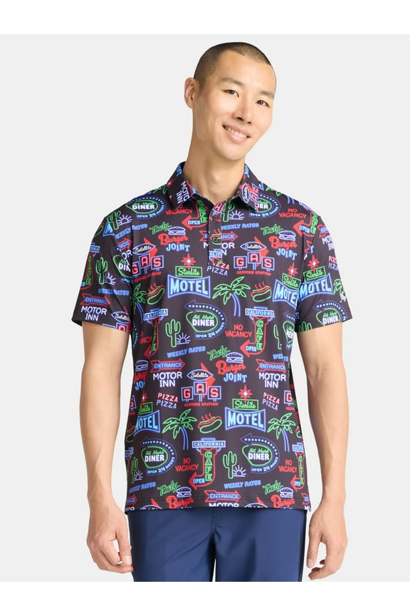Novelty Print Polo Golf Shirt; Men's & Big Men's Sizes S-5XL