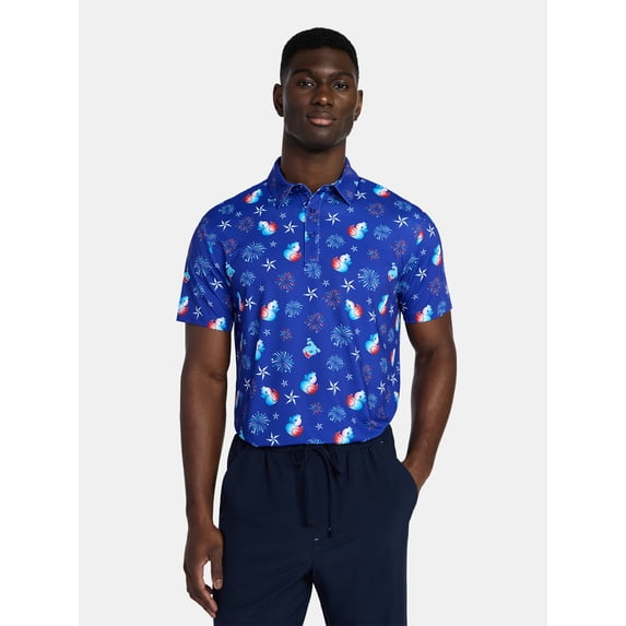 Birdie Bound Men's and Big and Tall Men's Fourth of July Duckie Polo Shirt, Sizes XS-4XLT