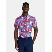 Birdie Bound Men's and Big & Tall Pop Art America 250 Golf Print Polo Shirt, Sizes XS-4XLT