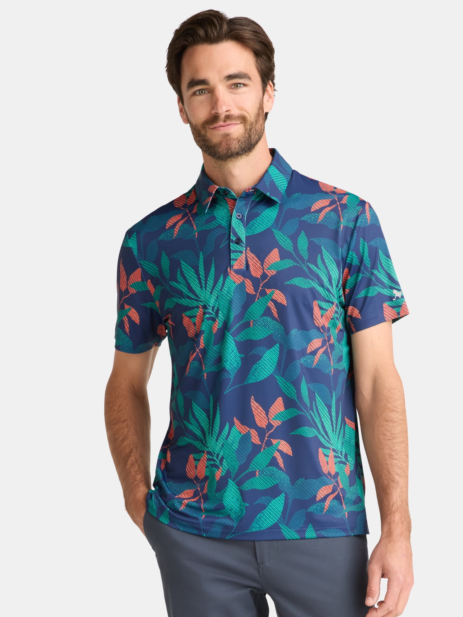 Birdie Bound Men's and Big Men's Novelty Print Golf Polo Shirt, Sizes S-5XL